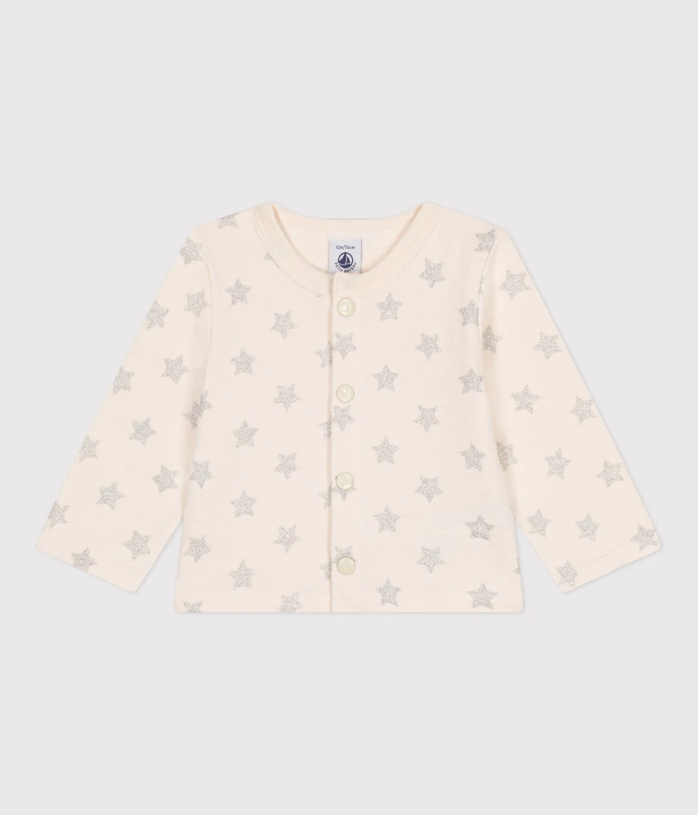 Petit Bateau Pullover, Cardigans*Baby-Cardigan aus Doppeljersey mit Sternenprint beige AVALANCHE/ ARGENT