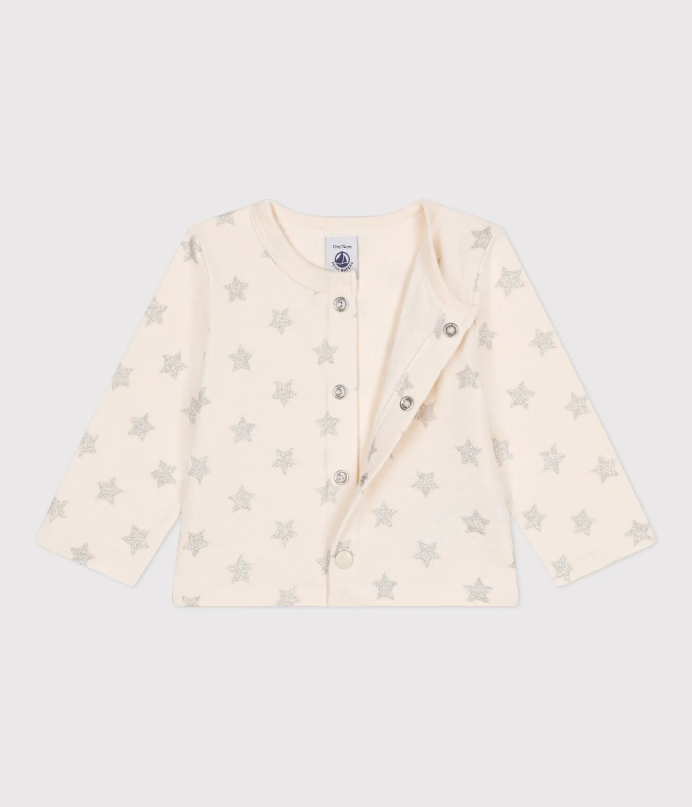 Petit Bateau Pullover, Cardigans*Baby-Cardigan aus Doppeljersey mit Sternenprint beige AVALANCHE/ ARGENT