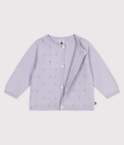 Petit Bateau Pullover, Cardigans*Baby-Cardigan aus einfarbigem Baumwollstrick violett PARME