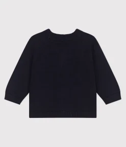 Petit Bateau Pullover, Cardigans*Baby-Cardigan aus einfarbiger Baumwolle blau SMOKING