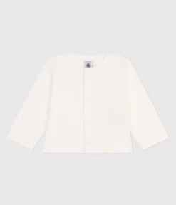 Petit Bateau Pullover, Cardigans*Baby-Cardigan aus einfarbiger Baumwolle weiss MARSHMALLOW