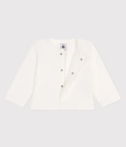 Petit Bateau Pullover, Cardigans*Baby-Cardigan aus einfarbiger Baumwolle weiss MARSHMALLOW