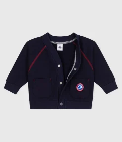 Petit Bateau Pullover, Cardigans*Baby-Cardigan aus einfarbiger Baumwolle mit farblich abgesetzten Nähten SOIR