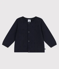 Petit Bateau Pullover, Cardigans*Baby-Cardigan aus einfarbigem Baumwollstrick blau SMOKING