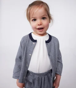 Petit Bateau Pullover, Cardigans*Baby-Cardigan aus gestreiftem Doppeljersey blau SMOKING/weiss MARSHMALLOW