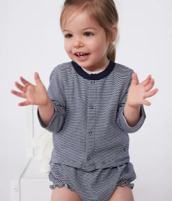 Petit Bateau Pullover, Cardigans*Baby-Cardigan aus gestreiftem Doppeljersey blau SMOKING/weiss MARSHMALLOW