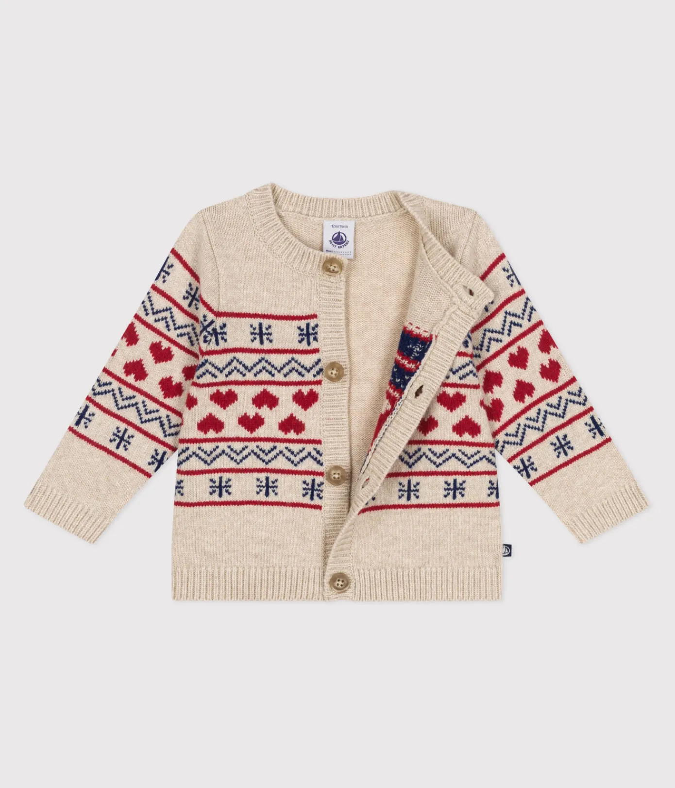 Petit Bateau Pullover, Cardigans*Baby-Cardigan aus Strick mit Wollanteil weiss AVALANCHE/ MULTICO