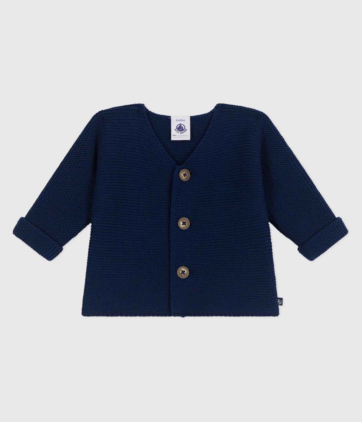Petit Bateau Pullover, Cardigans|Newborn*Baby-Cardigan kraus rechts gestrickt aus Baumwolle blau MEDIEVAL