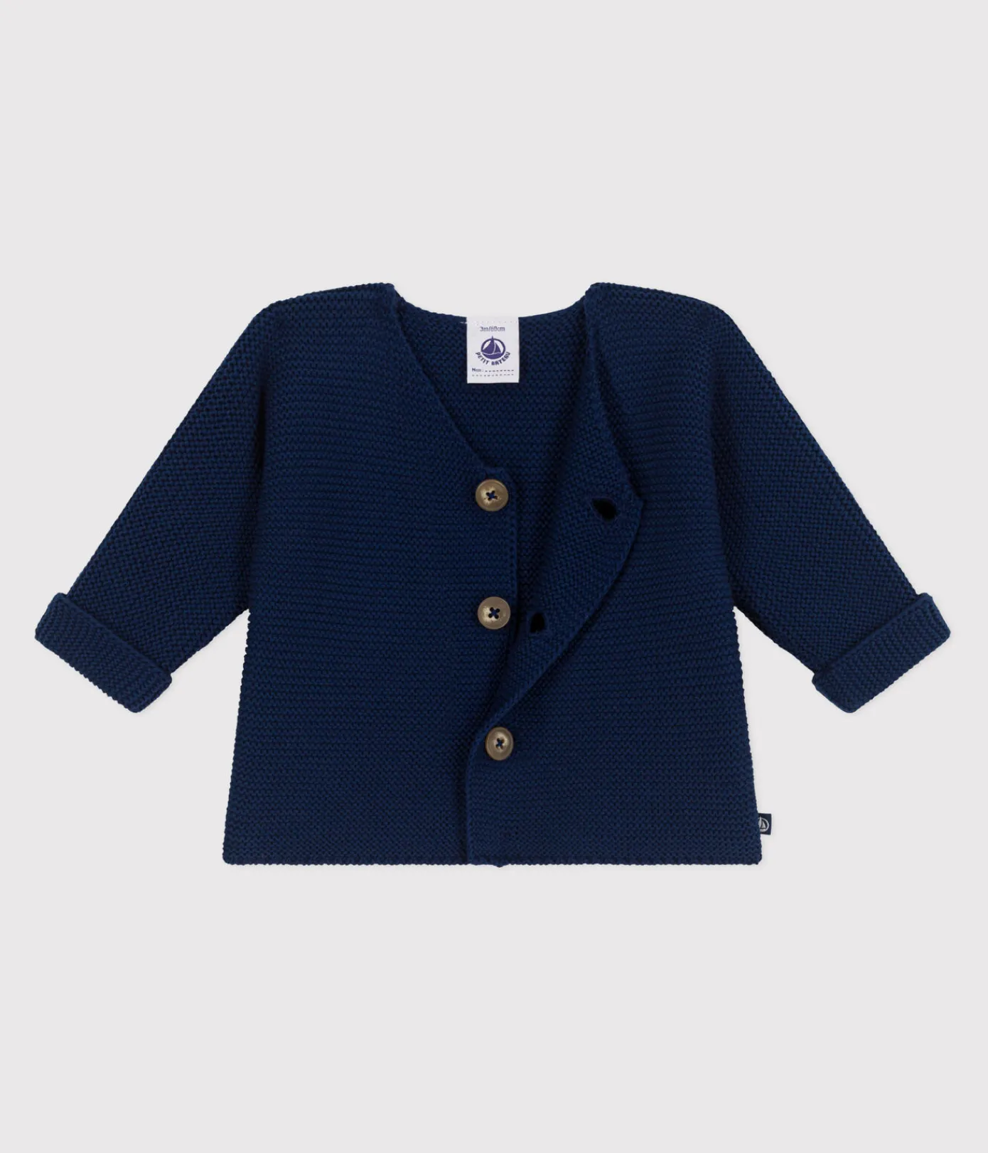Petit Bateau Pullover, Cardigans|Newborn*Baby-Cardigan kraus rechts gestrickt aus Baumwolle blau MEDIEVAL