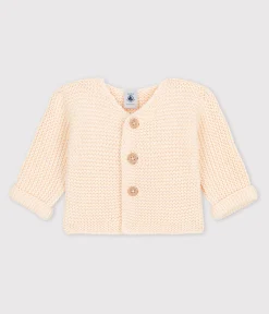 Petit Bateau Pullover, Cardigans|Newborn*Baby-Cardigan kraus rechts gestrickt aus Baumwolle naturfarben AVALANCHE