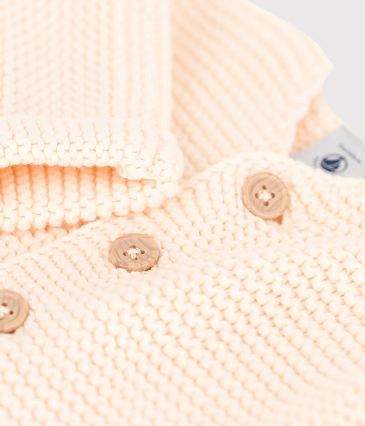 Petit Bateau Pullover, Cardigans|Newborn*Baby-Cardigan kraus rechts gestrickt aus Baumwolle naturfarben AVALANCHE