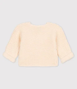 Petit Bateau Pullover, Cardigans|Newborn*Baby-Cardigan kraus rechts gestrickt aus Baumwolle naturfarben AVALANCHE