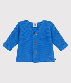 Petit Bateau Pullover, Cardigans|Newborn*Baby-Cardigan kraus rechts gestrickt aus Baumwolle blau EDNA