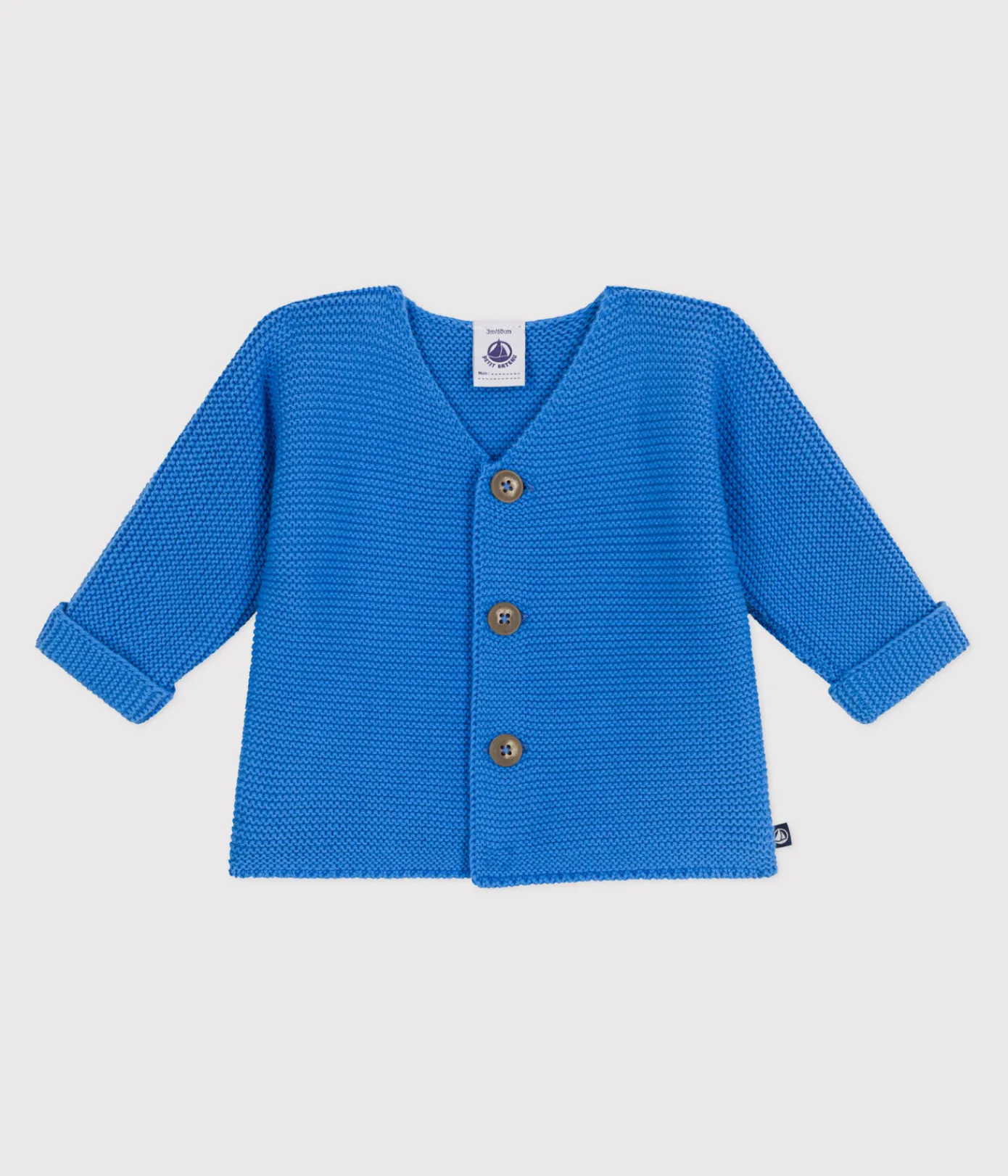 Petit Bateau Pullover, Cardigans|Newborn*Baby-Cardigan kraus rechts gestrickt aus Baumwolle blau EDNA