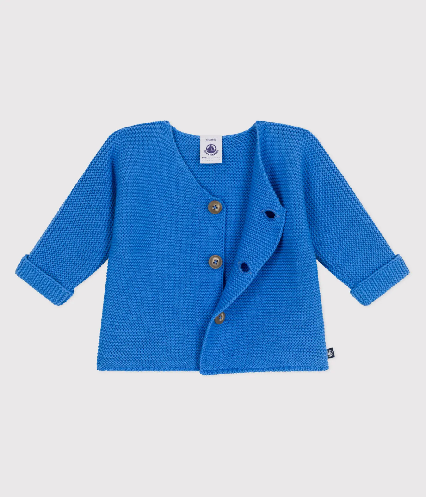 Petit Bateau Pullover, Cardigans|Newborn*Baby-Cardigan kraus rechts gestrickt aus Baumwolle blau EDNA