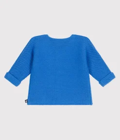 Petit Bateau Pullover, Cardigans|Newborn*Baby-Cardigan kraus rechts gestrickt aus Baumwolle blau EDNA