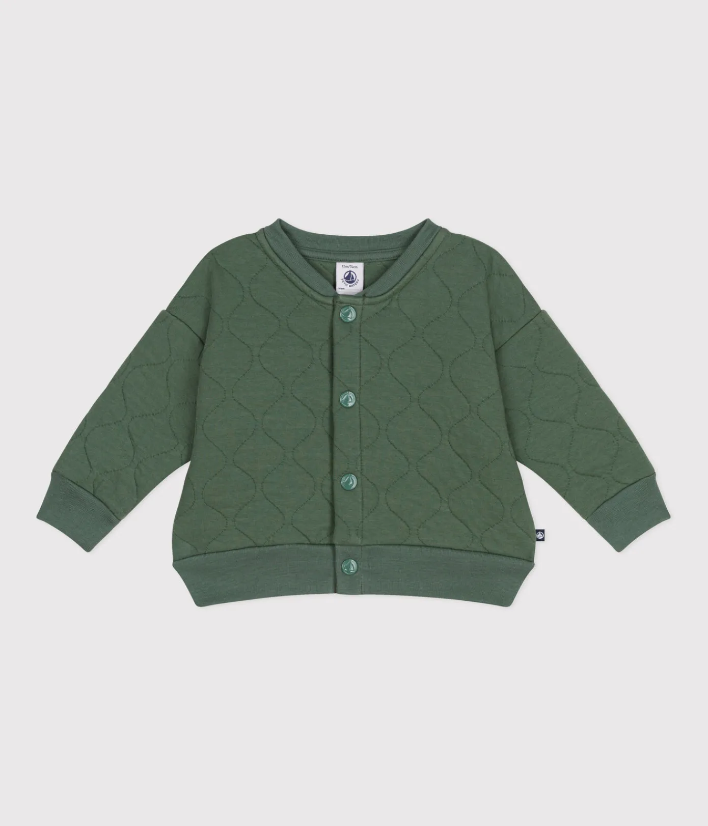Petit Bateau Pullover, Cardigans*Baby-College-Jacke aus gestepptem Doppeljersey grün CROCO