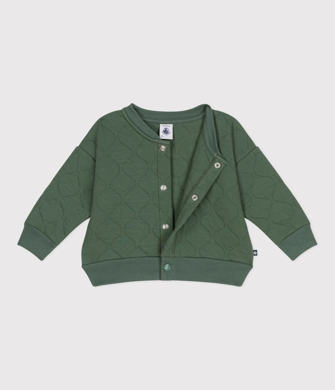 Petit Bateau Pullover, Cardigans*Baby-College-Jacke aus gestepptem Doppeljersey grün CROCO