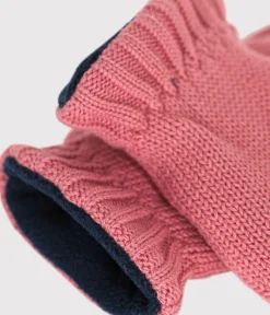 Petit Bateau Accessoires, Sonnenhüte, Caps*Baby-Fäustlinge aus Strick mit Fleece-Futter rosa ROSEWOOD
