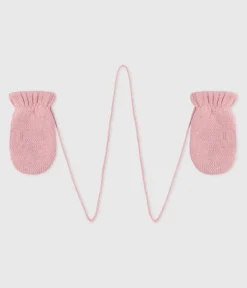 Petit Bateau Accessoires, Sonnenhüte, Caps*Baby-Fäustlinge aus Strick mit Fleece-Futter rosa CHARME