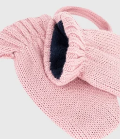 Petit Bateau Accessoires, Sonnenhüte, Caps*Baby-Fäustlinge aus Strick mit Fleece-Futter rosa CHARME