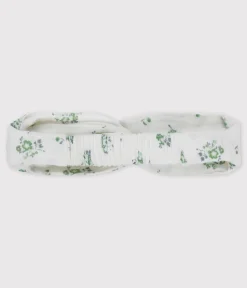 Petit Bateau Accessoires, Sonnenhüte, Caps*Baby-Haarband aus Windelstoff aus Bio-Baumwolle weiss MARSHMALLOW/weiss MULTICO