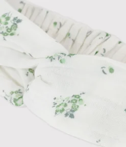 Petit Bateau Accessoires, Sonnenhüte, Caps*Baby-Haarband aus Windelstoff aus Bio-Baumwolle weiss MARSHMALLOW/weiss MULTICO