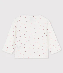 Petit Bateau T-Shirts, Oberteile*Babyhemd aus Bio-Musselinstoff weiss MARSHMALLOW/ROT OMBRIE