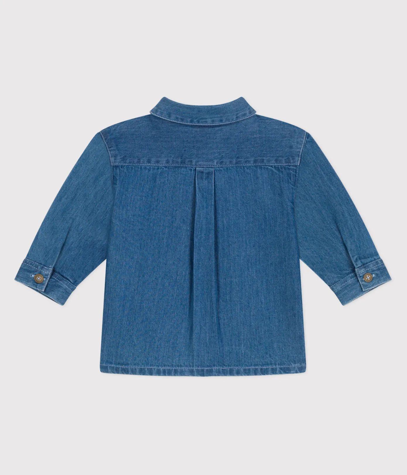 Petit Bateau T-Shirts, Oberteile*Baby-Hemd aus einfarbigem Jeansstoff blau DENIM CLAIR