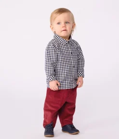 Petit Bateau T-Shirts, Oberteile*Baby-Hemd aus Flanell mit Karomuster blau SOIR/ MILK