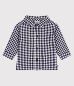 Petit Bateau T-Shirts, Oberteile*Baby-Hemd aus Flanell mit Karomuster blau SOIR/ MILK