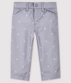 Petit Bateau Shorts, Hosen, Leggings*Baby-Hose aus besticktem Twill Jungen grau CONCRETE