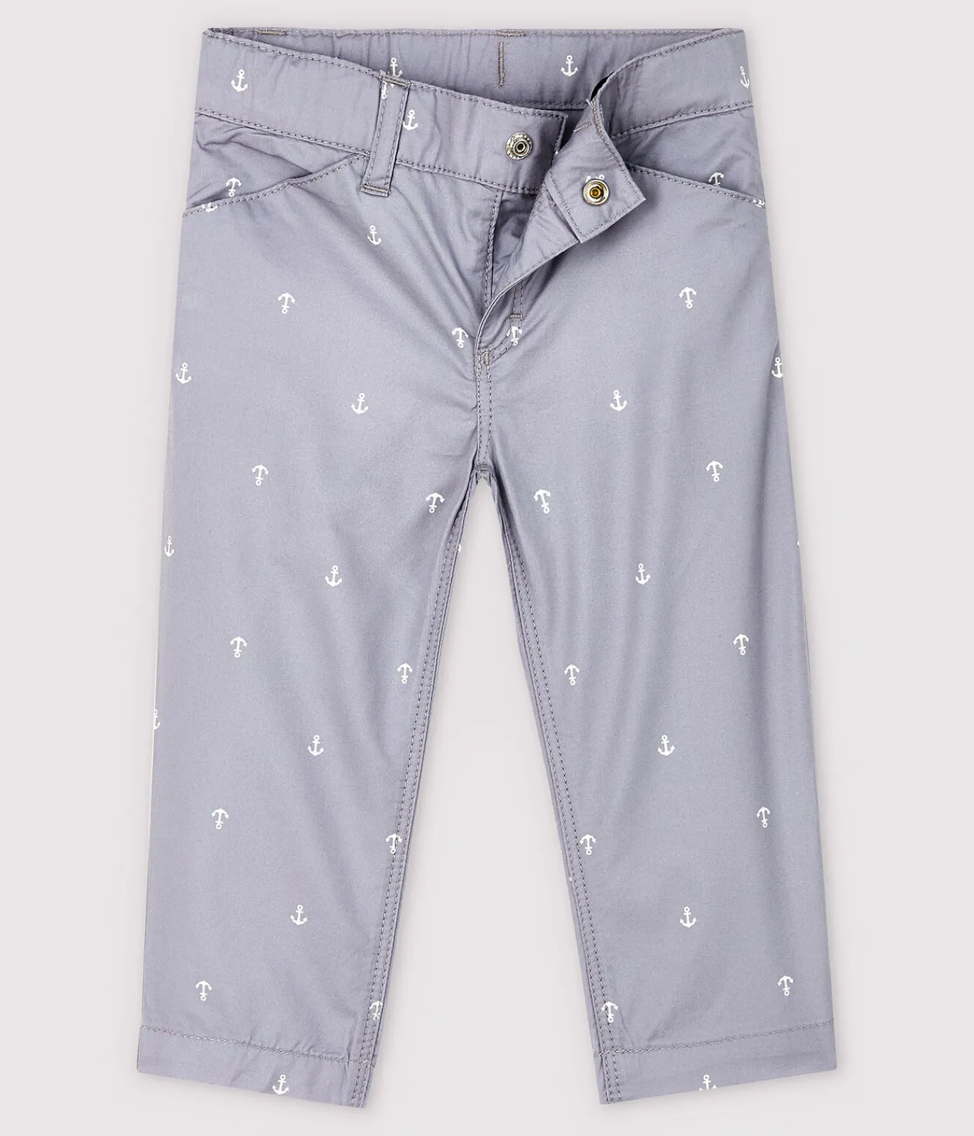 Petit Bateau Shorts, Hosen, Leggings*Baby-Hose aus besticktem Twill Jungen grau CONCRETE