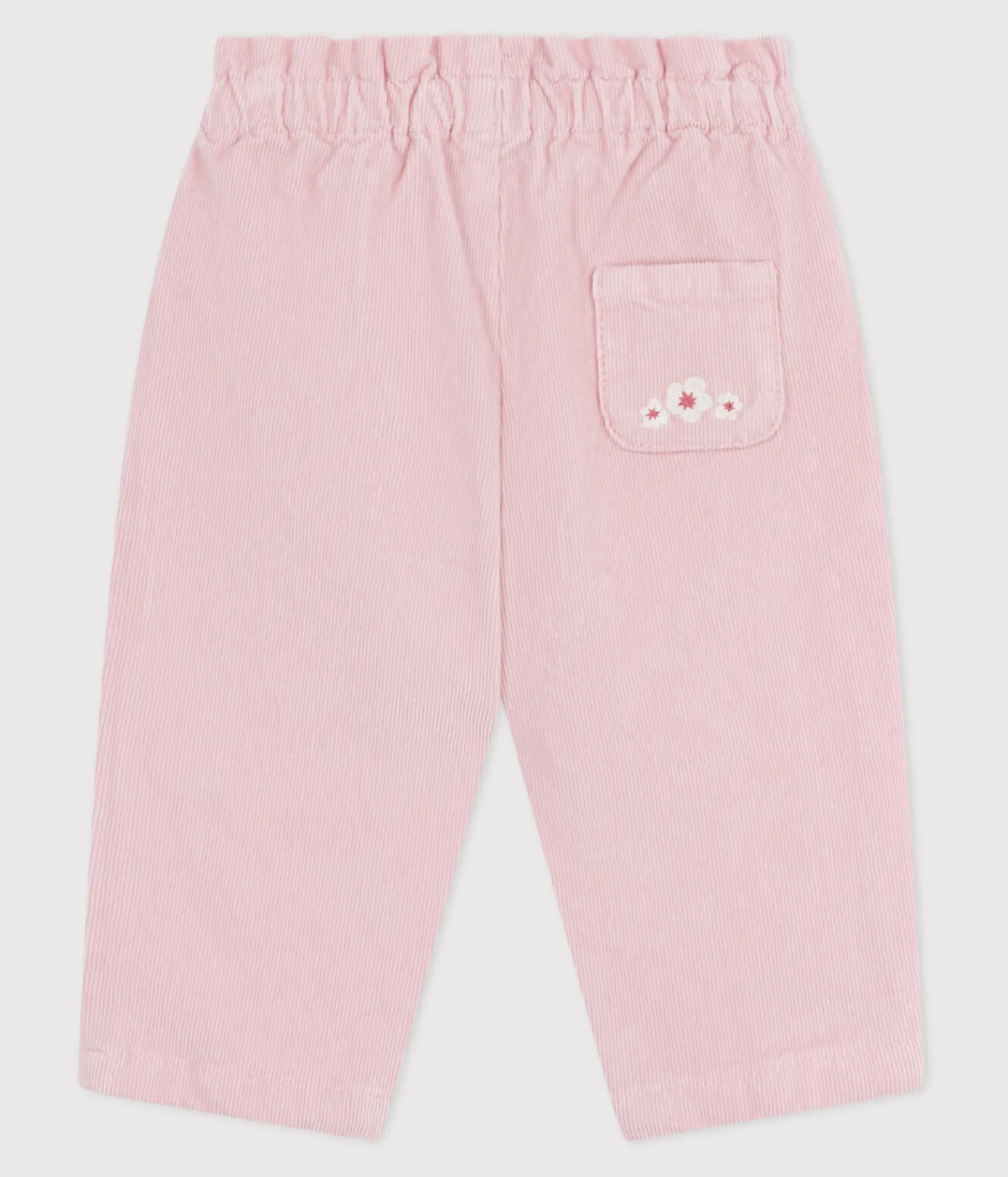 Petit Bateau Shorts, Hosen, Leggings*Baby-Hose aus einfarbigem Fein-Cord und bestickter Tasche hinten rosa JOLI