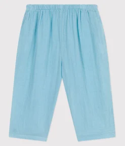 Petit Bateau Shorts, Hosen, Leggings*Baby-Hose aus einfarbigem Musselin-Stoff blau AQUATIC