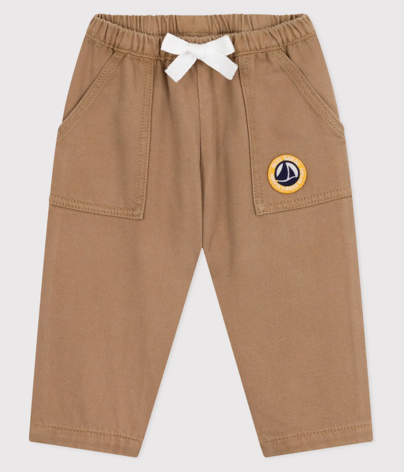 Petit Bateau Shorts, Hosen, Leggings*Baby-Hose aus einfarbiger Baumwolle mit Aufnäher im Cargo-Stil beige ROCHE CLAIR