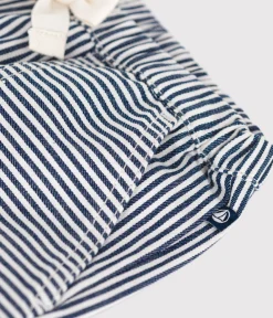 Petit Bateau Shorts, Hosen, Leggings*Baby-Hose aus Leinenstoff blau MEDIEVAL/weiss MARSHMALLOW