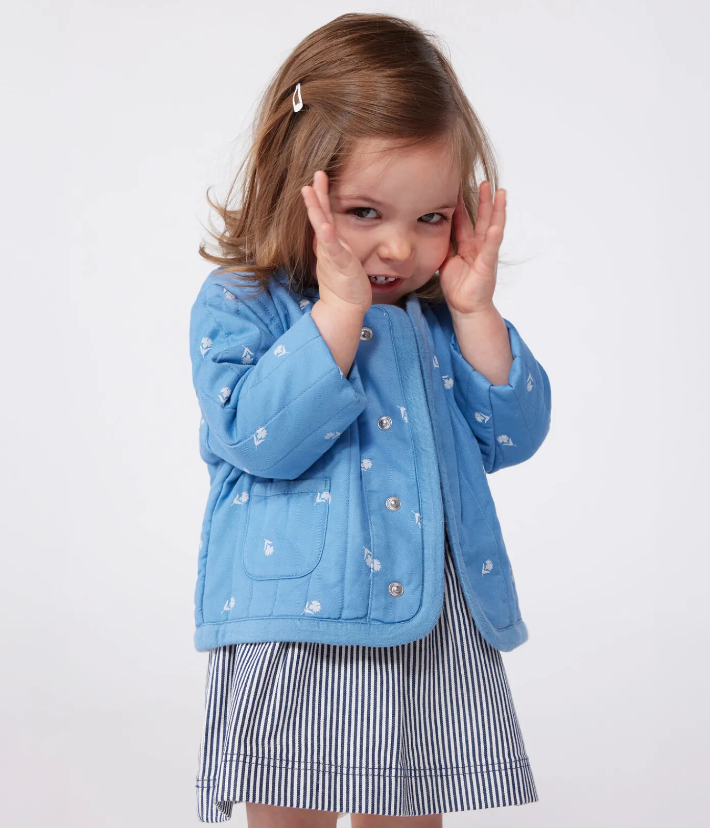 Petit Bateau Jacken, Anoraks*Baby-Jacke aus gesteppter Baumwolle mit Blümchenmuster blau ALASKA/weiss MARSHMALLOW