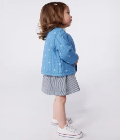Petit Bateau Jacken, Anoraks*Baby-Jacke aus gesteppter Baumwolle mit Blümchenmuster blau ALASKA/weiss MARSHMALLOW