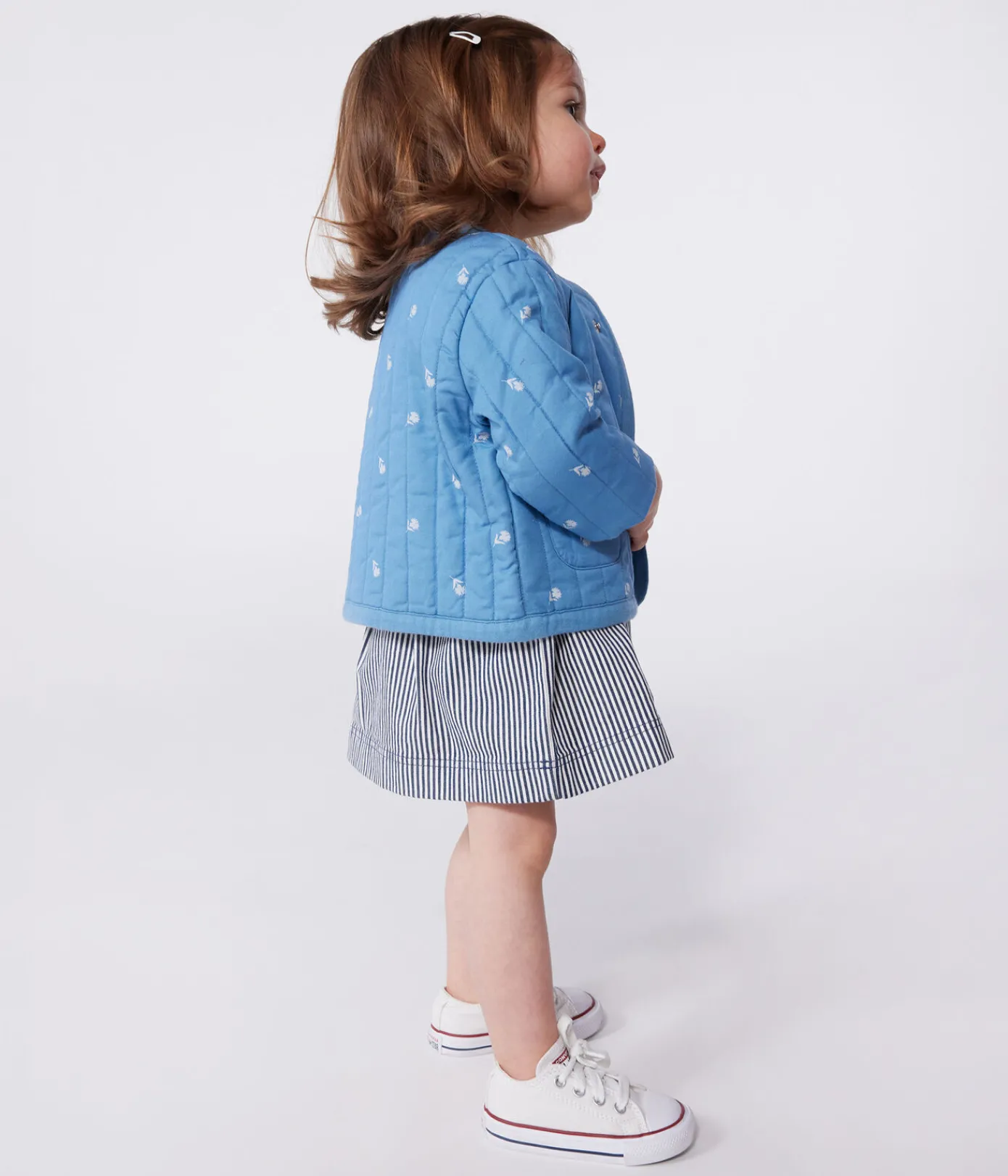 Petit Bateau Jacken, Anoraks*Baby-Jacke aus gesteppter Baumwolle mit Blümchenmuster blau ALASKA/weiss MARSHMALLOW