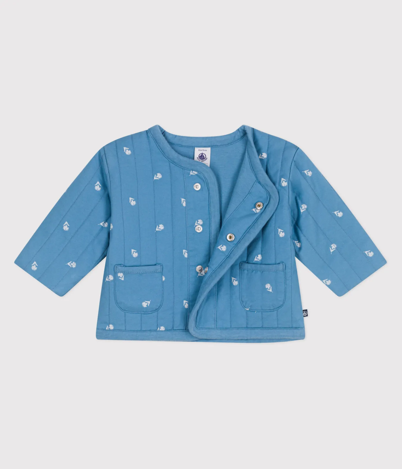 Petit Bateau Jacken, Anoraks*Baby-Jacke aus gesteppter Baumwolle mit Blümchenmuster blau ALASKA/weiss MARSHMALLOW