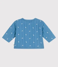Petit Bateau Jacken, Anoraks*Baby-Jacke aus gesteppter Baumwolle mit Blümchenmuster blau ALASKA/weiss MARSHMALLOW