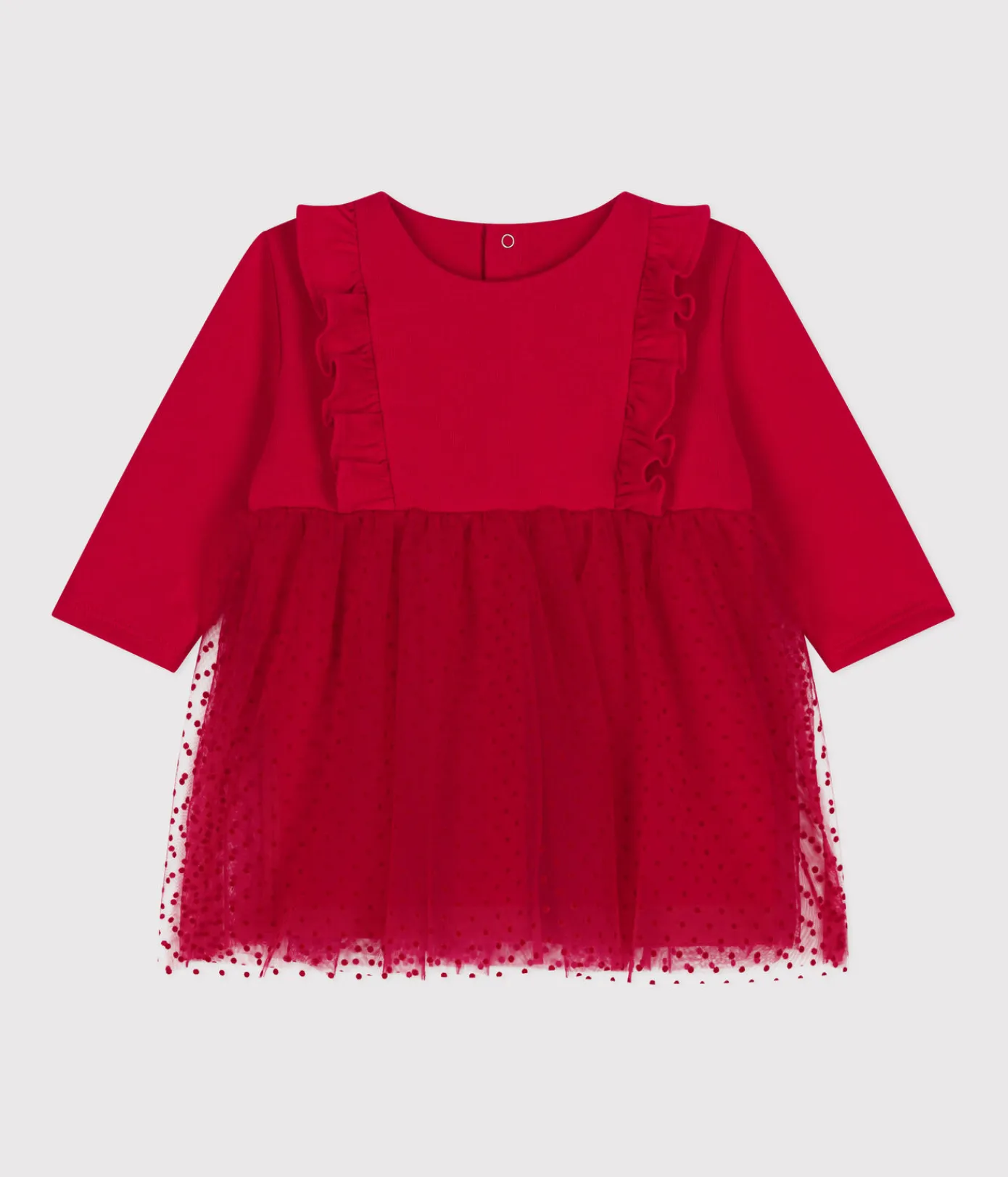 Petit Bateau Kleider*Baby-Kleid aus Baumwolle und Tüll COULIS