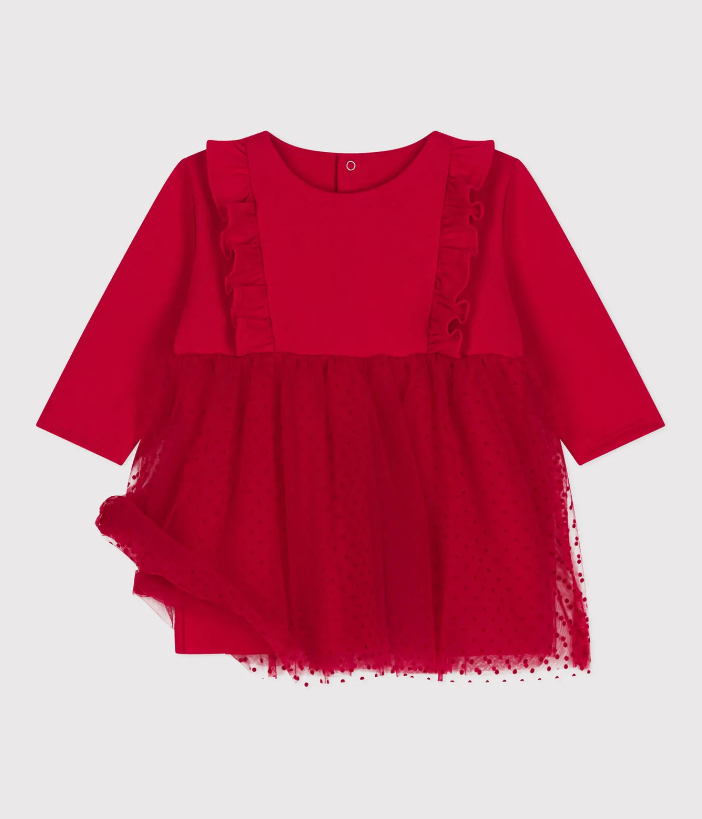 Petit Bateau Kleider*Baby-Kleid aus Baumwolle und Tüll COULIS