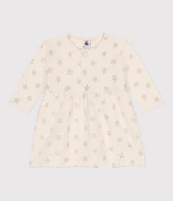 Petit Bateau Kleider*Babykleid aus Doppeljersey mit Sternenprint. beige AVALANCHE/ ARGENT