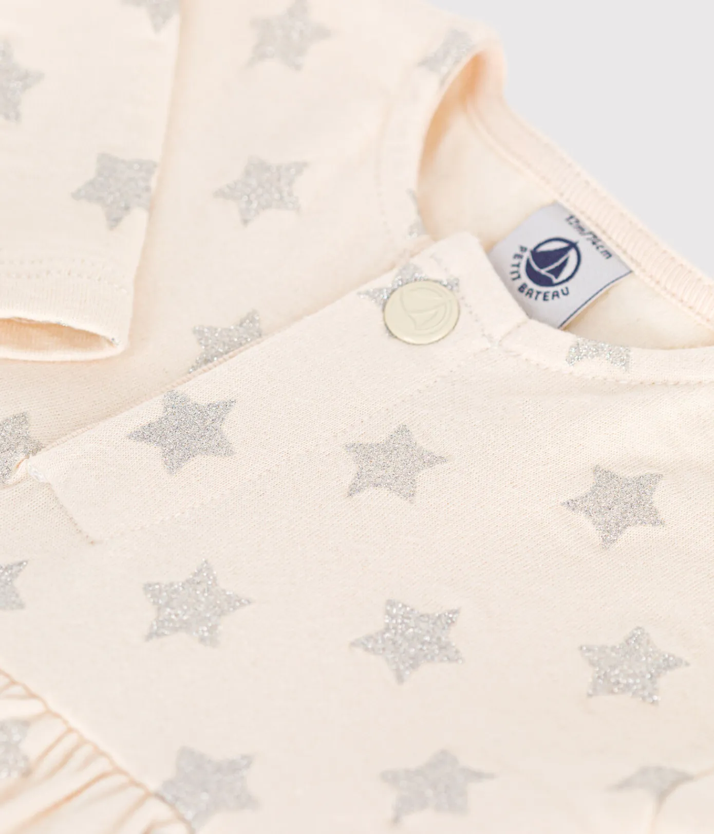 Petit Bateau Kleider*Babykleid aus Doppeljersey mit Sternenprint. beige AVALANCHE/ ARGENT