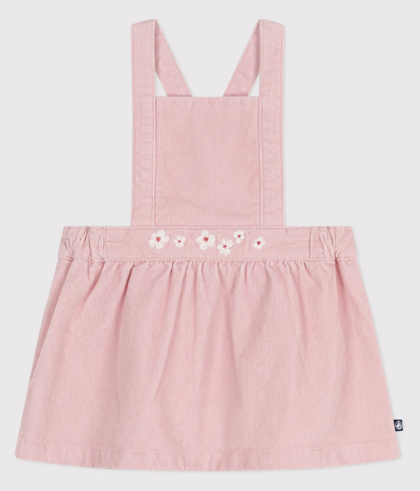 Petit Bateau Kleider*Baby-Kleid aus Fein-Cord mit Blumenstickerei am Bund rosa JOLI