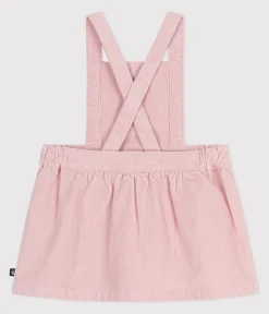 Petit Bateau Kleider*Baby-Kleid aus Fein-Cord mit Blumenstickerei am Bund rosa JOLI