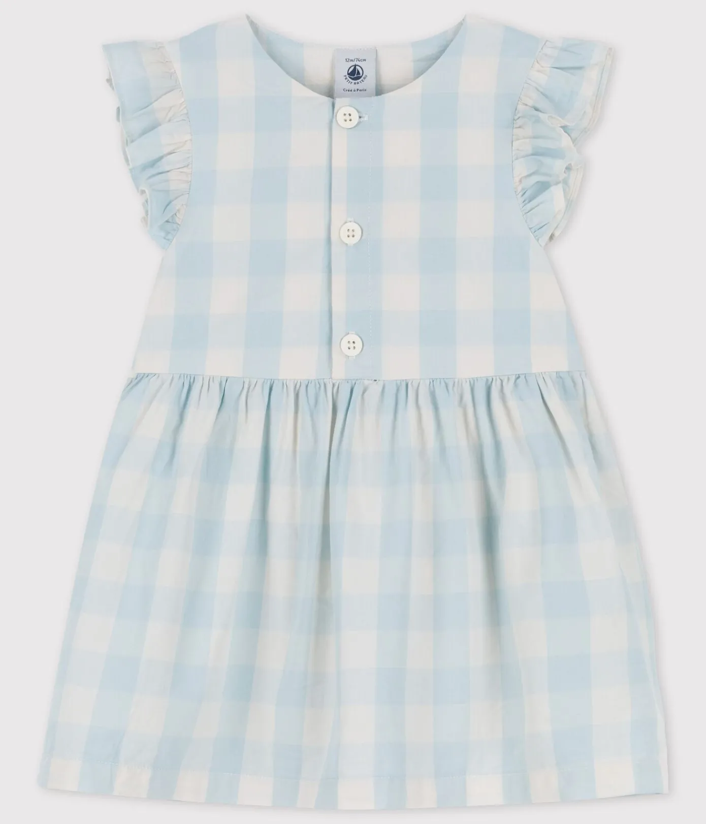 Petit Bateau Kleider*Baby-Kleid aus Popeline mit Vichy-Karos BOLDAIR/ MARSHMALLOW