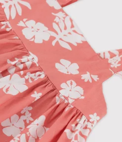 Petit Bateau Kleider*Babykleid aus Popeline mit Hawaii-Print rosa PAPAYE/ MARSHMALLOW